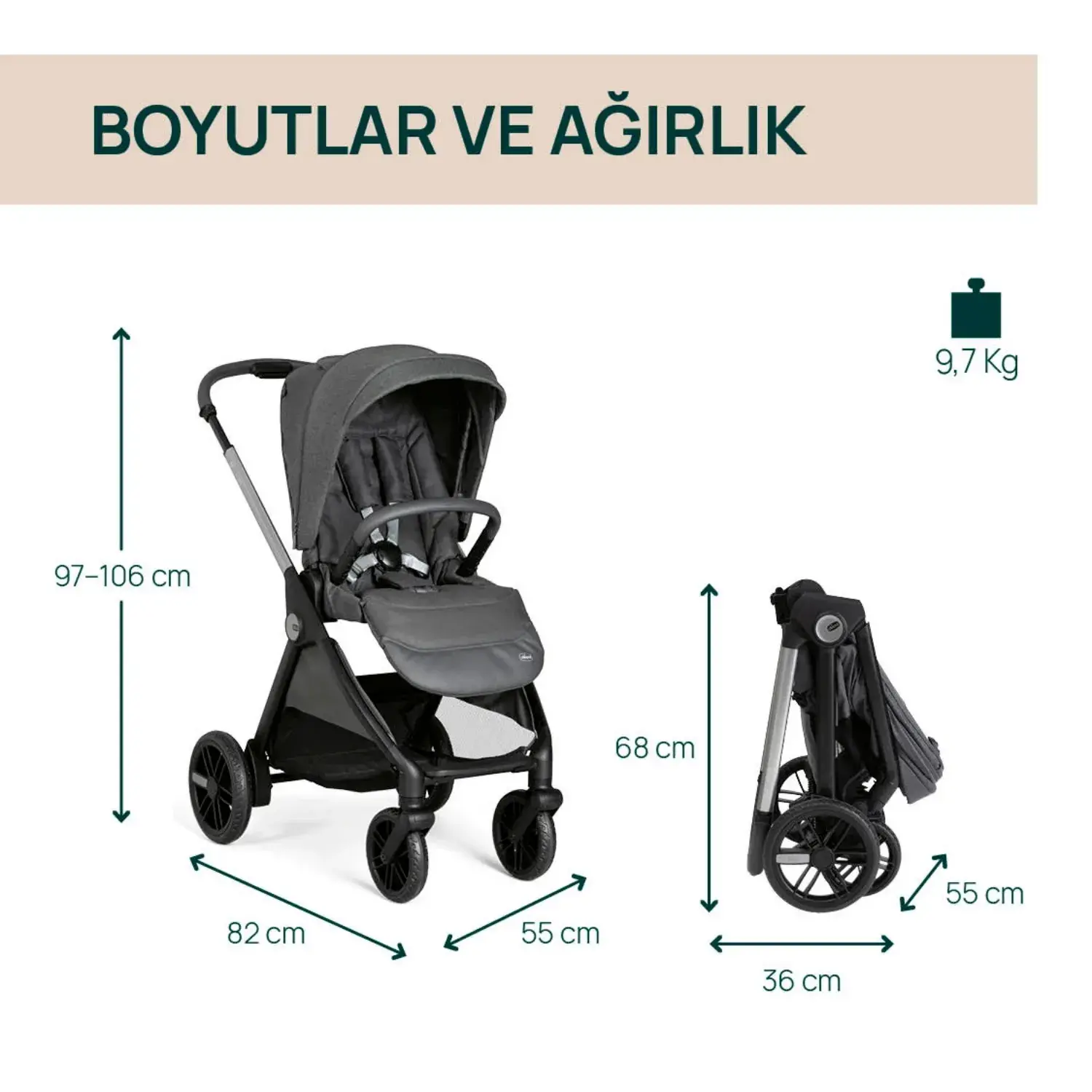 Chicco Bellagio 2.0 Bebek Arabası Black Satin