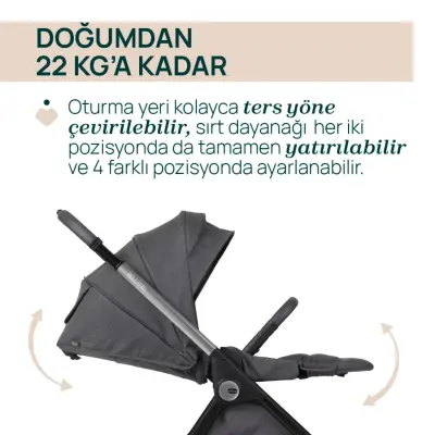 Chicco Bellagio Çift Yönlü Tek Elle Katlanır Kompakt Kabin Bebek Arabası  Black Satin - 3