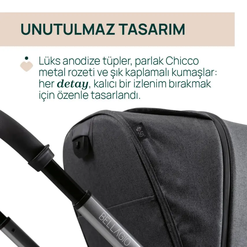 Chicco Bellagio Çift Yönlü Tek Elle Katlanır Kompakt Kabin Bebek Arabası  Black Satin - 4