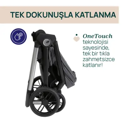 Chicco Bellagio Çift Yönlü Tek Elle Katlanır Kompakt Kabin Bebek Arabası  Black Satin (1)