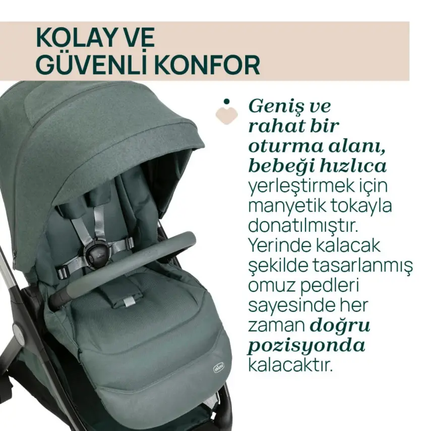 Chicco Bellagio Çift Yönlü Tek Elle Katlanır Kompakt Kabin Bebek Arabası  Fir Tree - 8