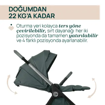 Chicco Bellagio Çift Yönlü Tek Elle Katlanır Kompakt Kabin Bebek Arabası  Fir Tree - 5