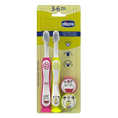 Chicco Diş Fırçası 3-6 Yaş Hippo Panda 2li