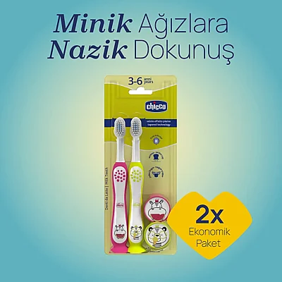 Chicco Diş Fırçası 3-6 Yaş Hippo Panda 2li - 3