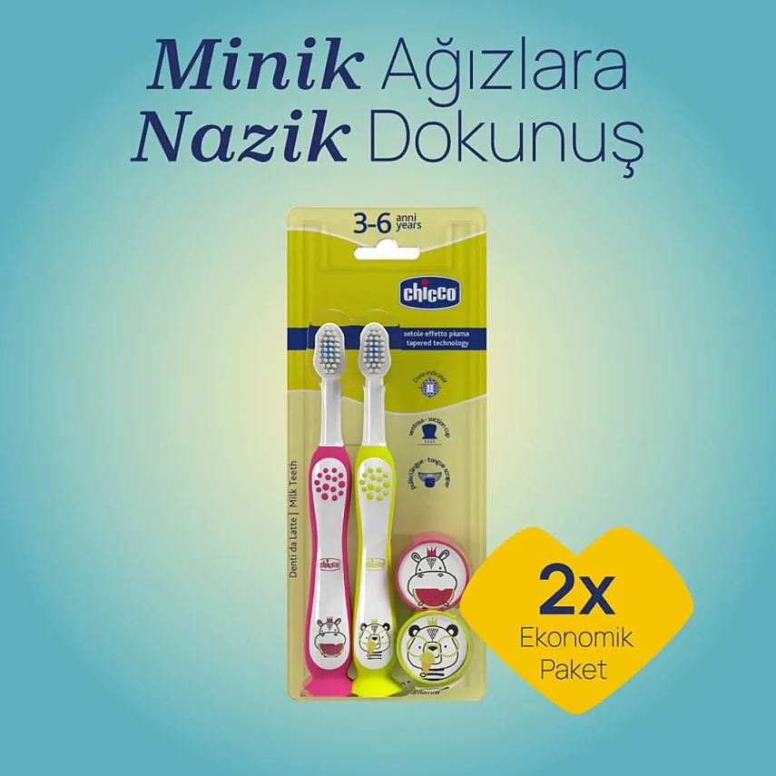 Chicco Diş Fırçası 3-6 Yaş Hippo Panda 2li - 3