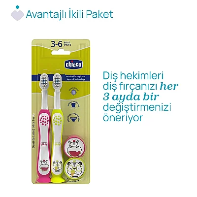 Chicco Diş Fırçası 3-6 Yaş Hippo Panda 2li - 7