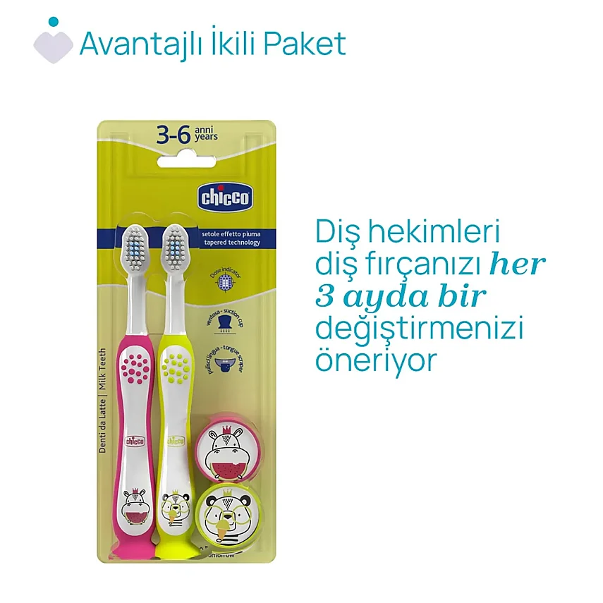 Chicco Diş Fırçası 3-6 Yaş Hippo Panda 2li - 7