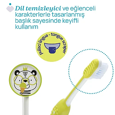 Chicco Diş Fırçası 3-6 Yaş Hippo Panda 2li (1)