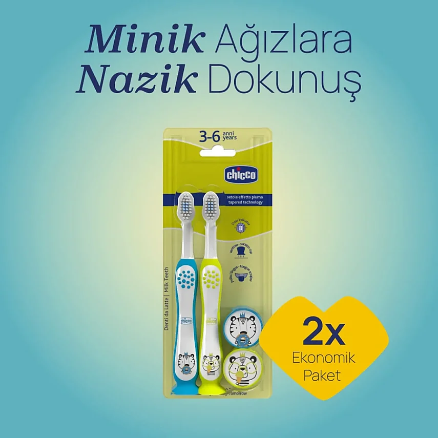 Chicco Diş Fırçası 3-6 Yaş Tiger Panda 2li - 3