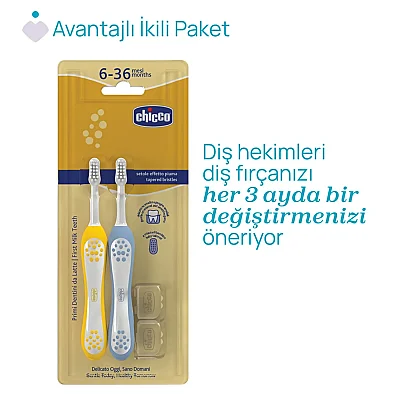 Chicco Diş Fırçası 6-36 Ay Yaş ndigo Mustard 2li - 4