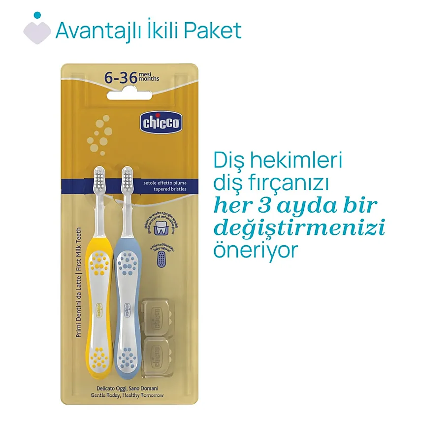 Chicco Diş Fırçası 6-36 Ay Yaş ndigo Mustard 2li - 4