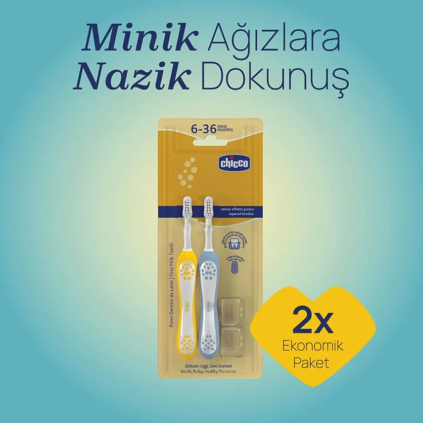 Chicco Diş Fırçası 6-36 Ay Yaş ndigo Mustard 2li - 6