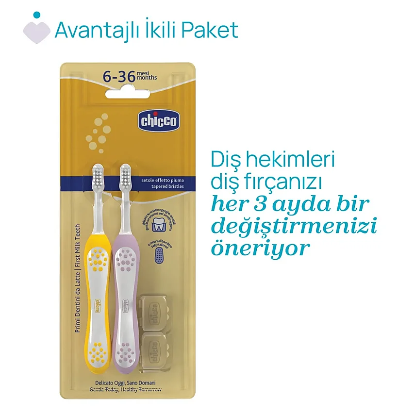 Chicco Diş Fırçası 6-36 Ay Yaş Lilac Mustard 2li - 8