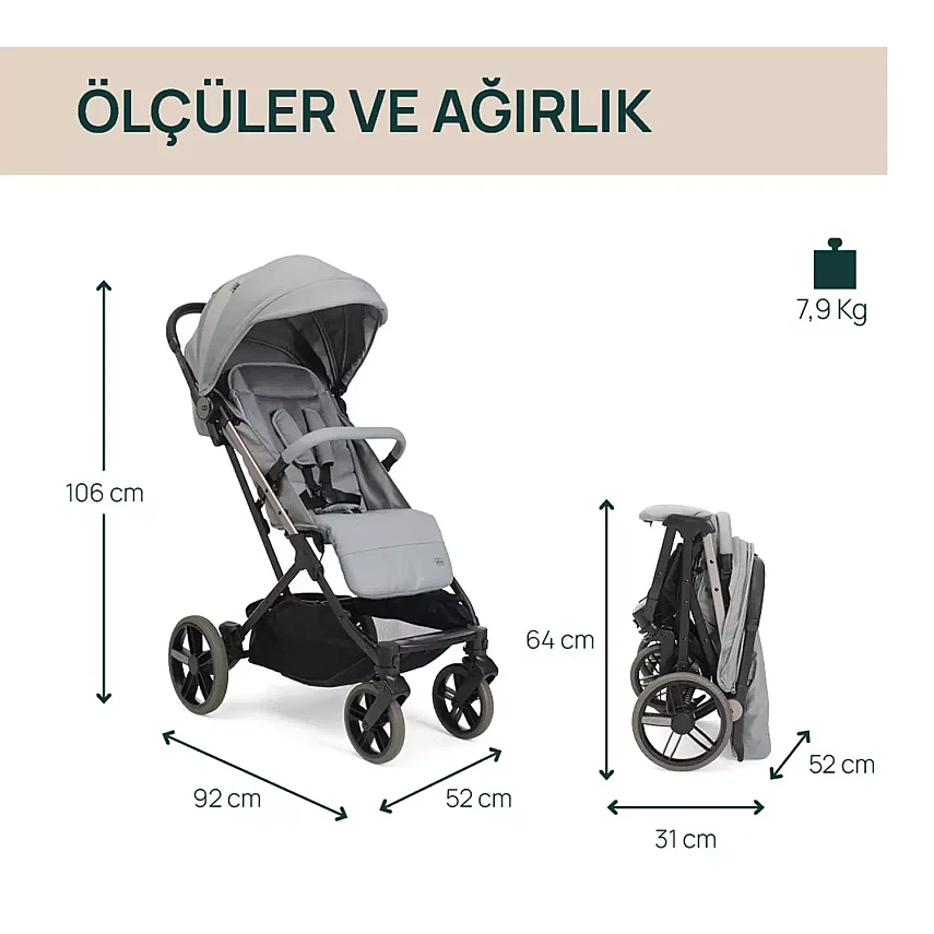 Chicco Dolomiti Kabin Bebek Arabası Pebble - 9