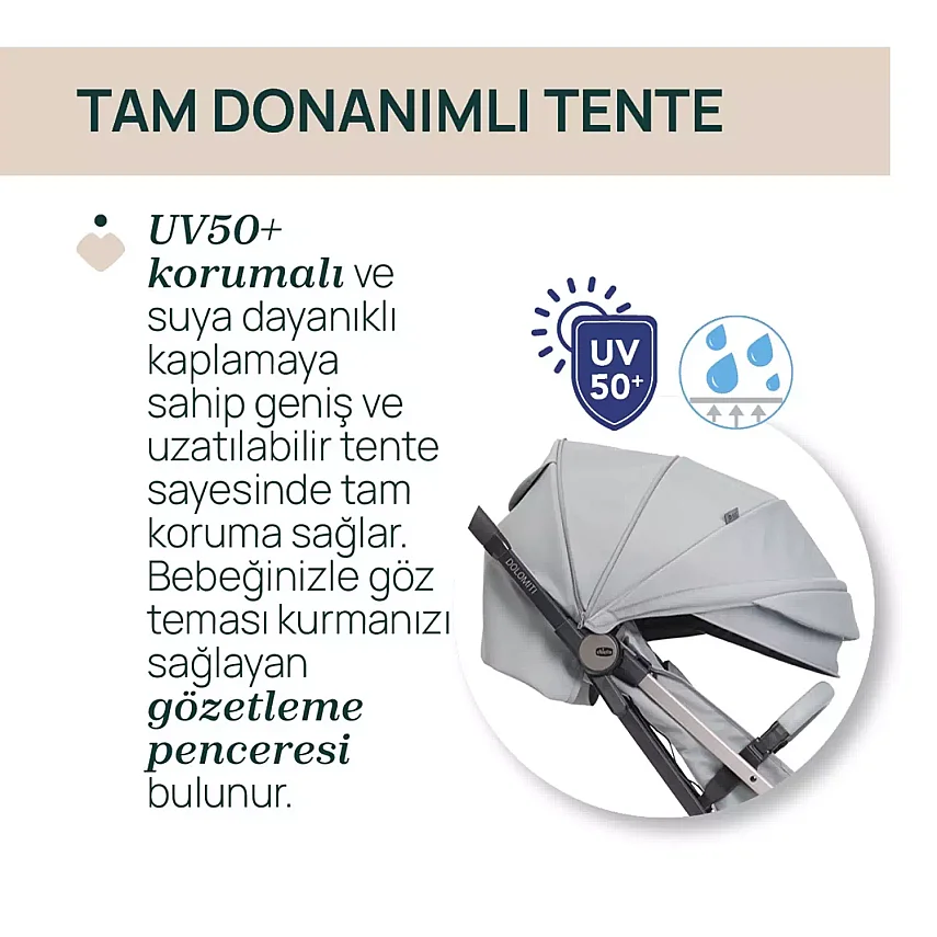 Chicco Dolomiti Kabin Bebek Arabası Pebble - 5