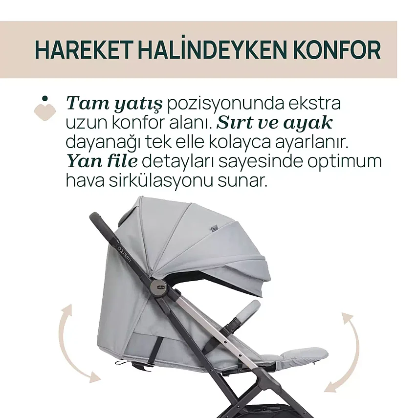 Chicco Dolomiti Kabin Bebek Arabası Pebble - 6