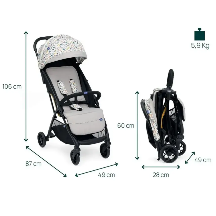 Chicco Glee Güneş-Su Geçirmez Otomatik Katlanır Kabin Bebek Arabası Joking Beige - 4