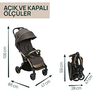 Chicco Goody XPlus Otomatik Katlanır Suya Dayanıklı Kabin Bebek Arabası Bronze Lizard Re_Lux - 6