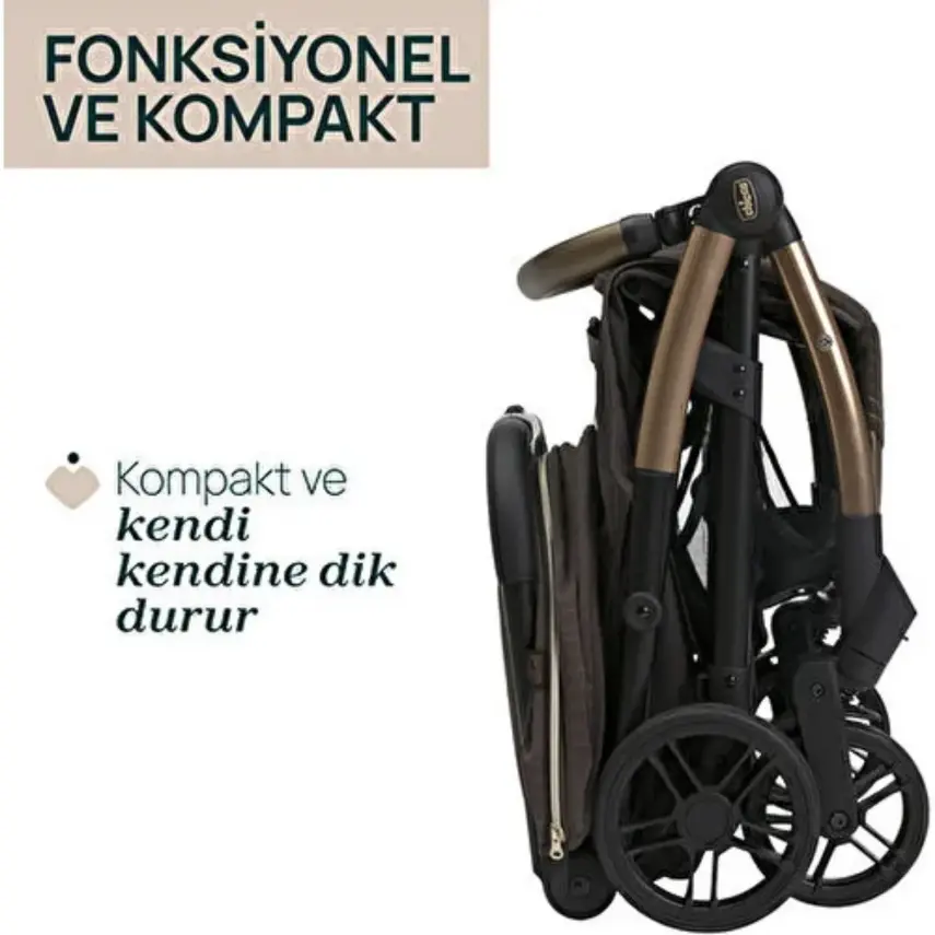 Chicco Goody XPlus Otomatik Katlanır Suya Dayanıklı Kabin Bebek Arabası Bronze Lizard Re_Lux - 5