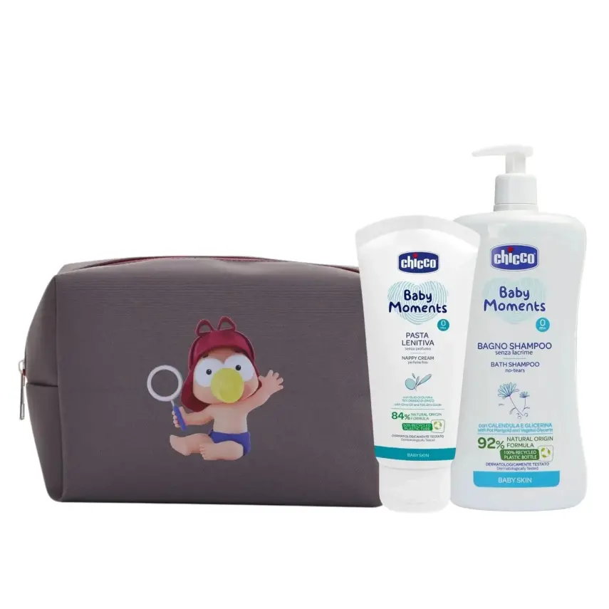 Chicco Hediyeli Set (Antrasit) Chicco Pişik Kremi 100 Ml+Chicco Saç ve Vücut Şampuanı + Çanta Hediyeli - 1