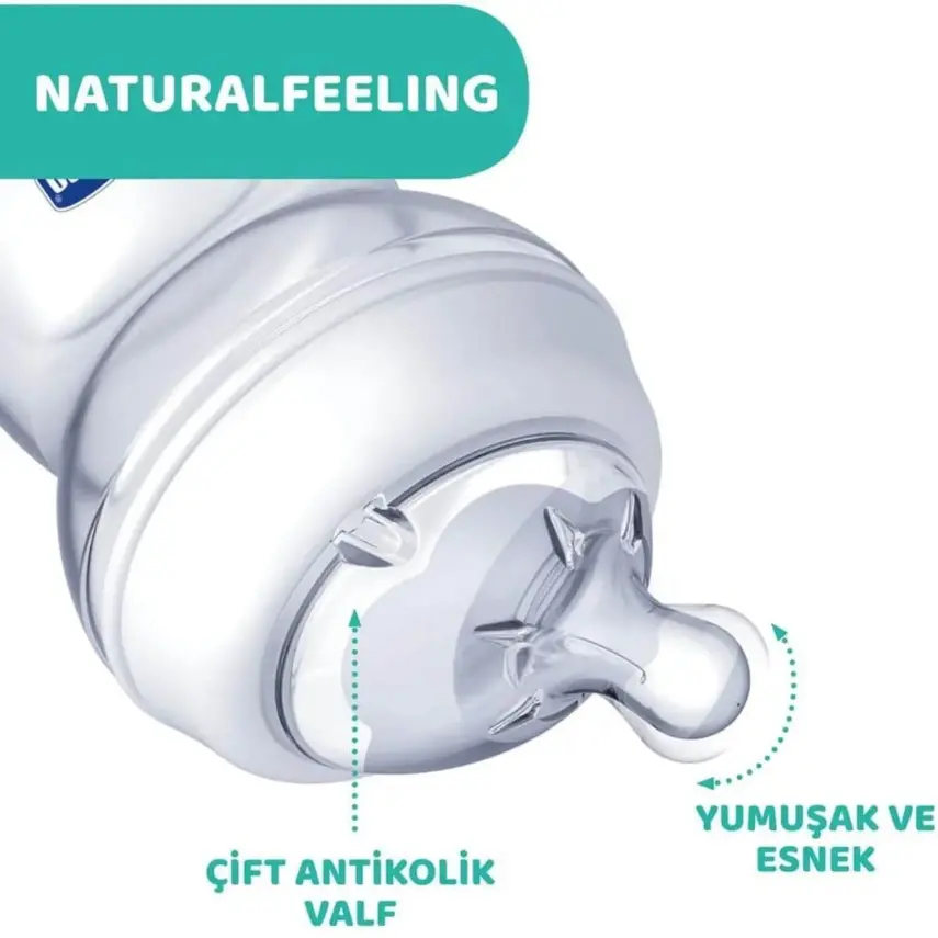 Chicco Natural Feeling Silikon Emzikli Cam Biberon Desenli 150 ml 0+ Ay - 12