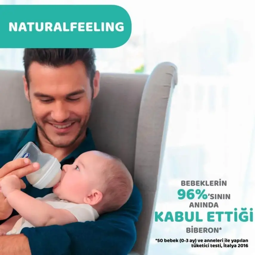Chicco Natural Feeling Silikon Emzikli Cam Biberon Desenli 150 ml 0+ Ay - 3