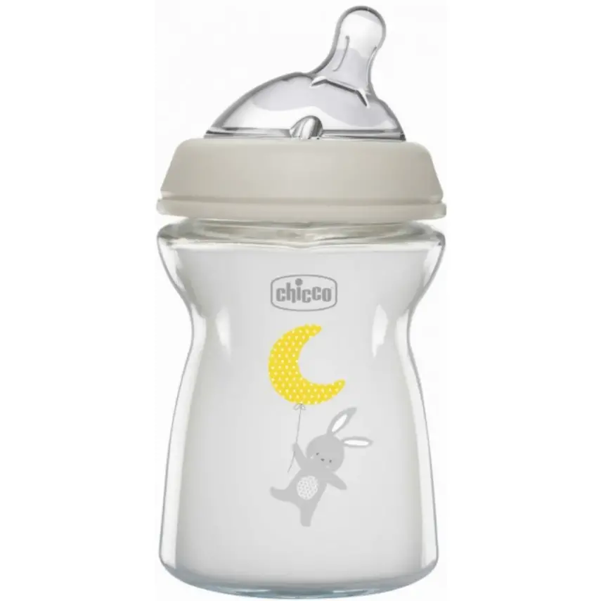 Chicco Natural Feeling Silikon Emzikli Cam Biberon Desenli 250 ml 0+ Ay Yeni - 1