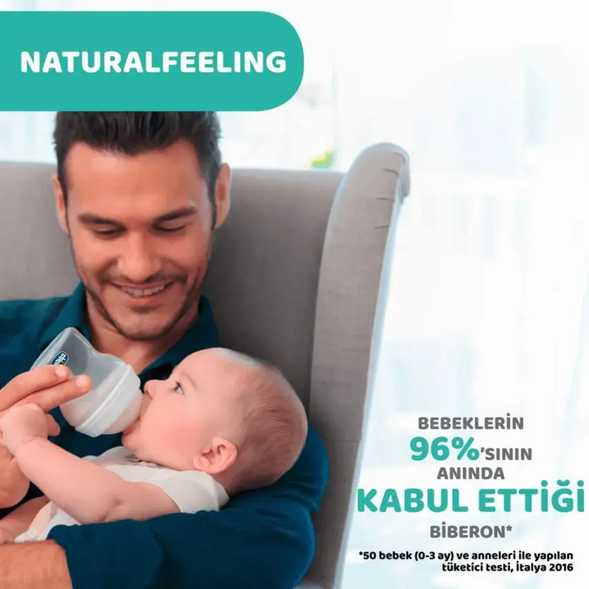 Chicco Natural Feeling Silikon Emzikli PP Biberon Desenli 150 ml 0+ Ay Yeni - 6