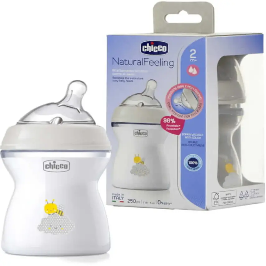 Chicco Natural Feeling Silikon Emzikli PP Biberon Desenli 150 ml 0+ Ay Yeni - 7
