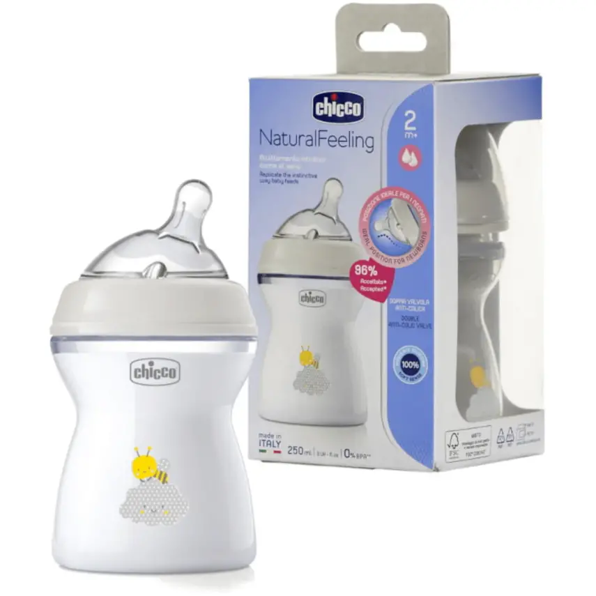 Chicco Natural Feeling Silikon Emzikli PP Biberon Desenli 250 ml 2+ Ay Yeni - 10
