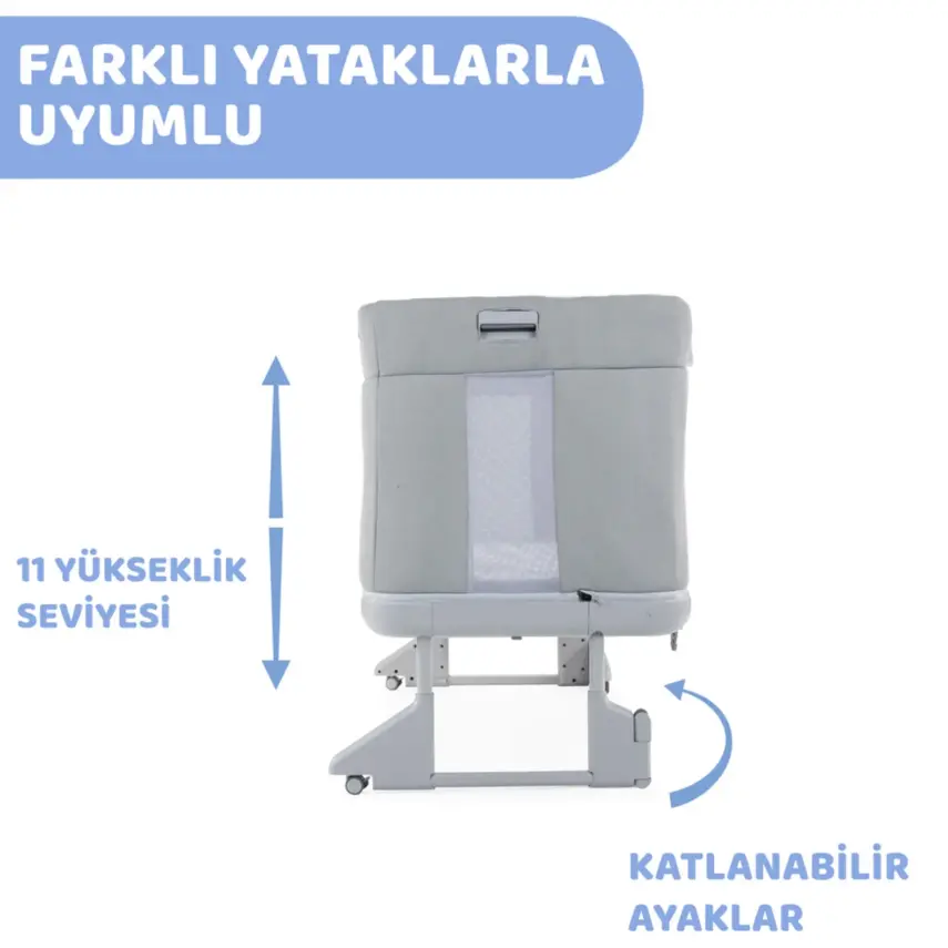 Chicco Next2Me Forever Anne Yanı Beşik Ash Grey Cross Collection - 8