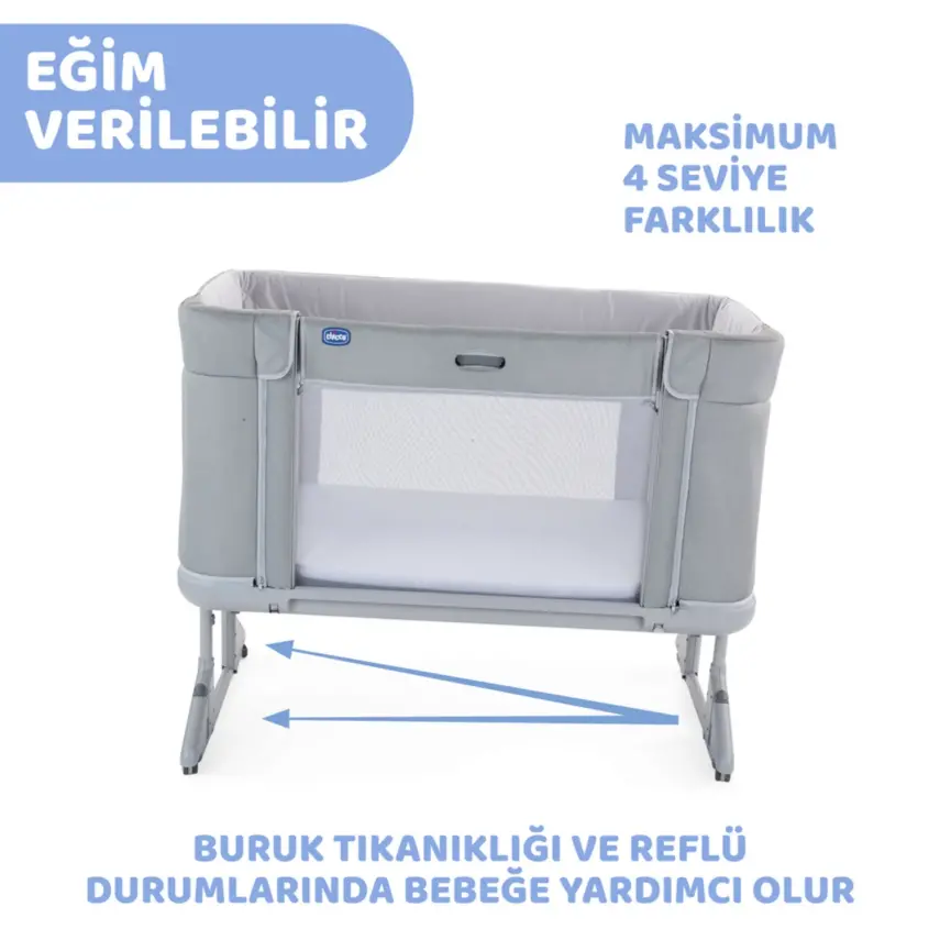 Chicco Next2Me Forever Anne Yanı Beşik Ash Grey Cross Collection - 7