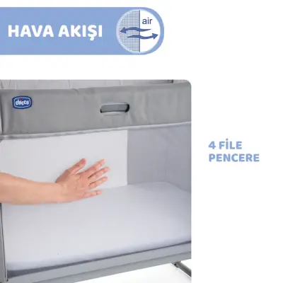 Chicco Next2Me Forever Anne Yanı Beşik Ash Grey Cross Collection - 11