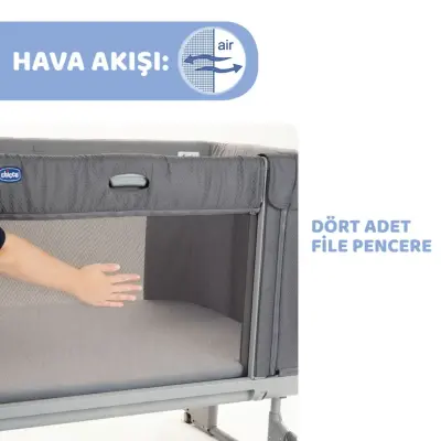 Chicco Next2Me Forever Anne Yanı Beşik Moon Grey (1)