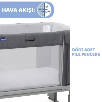 Chicco Next2Me Forever Anne Yanı Beşik Slate Grey (1)