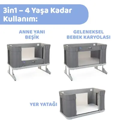 Chicco Next2Me Forever Anne Yanı Beşik Slate Grey - 11