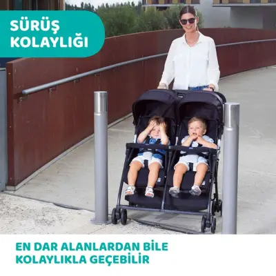 Chicco Ohlala İkiz Bebek Arabası Black Night - 9
