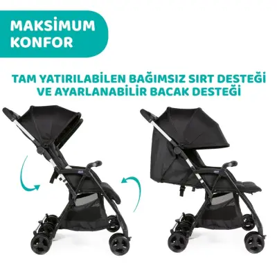 Chicco Ohlala İkiz Bebek Arabası Black Night - 3