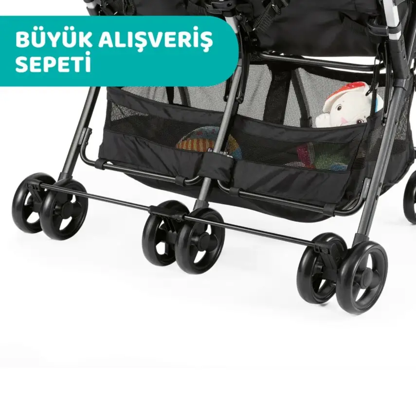 Chicco Ohlala İkiz Bebek Arabası Black Night - 7