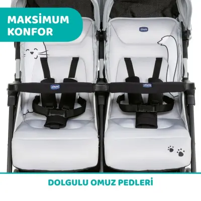 Chicco Ohlala İkiz Bebek Arabası Silver Cat (1)