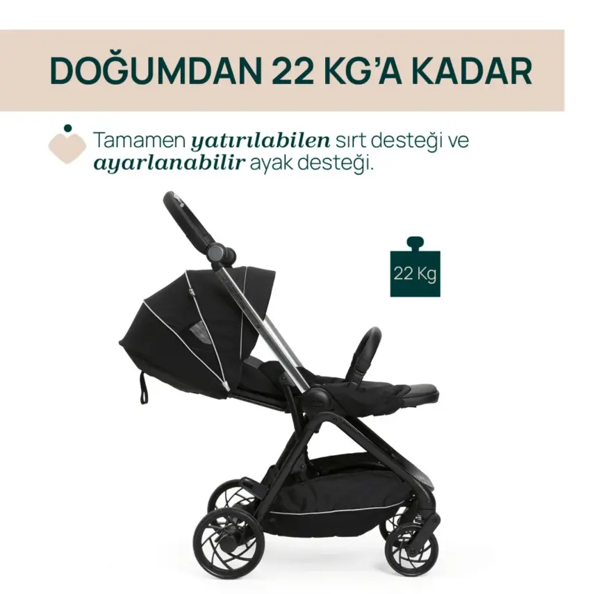 Chicco One4Ever Lounge Çift Yönlü Kolay Katlanabilen Kabin Bebek Arabası Black Beauty - 4