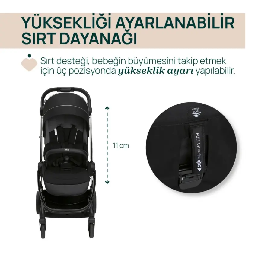 Chicco One4Ever Lounge Çift Yönlü Kolay Katlanabilen Kabin Bebek Arabası Black Beauty - 3