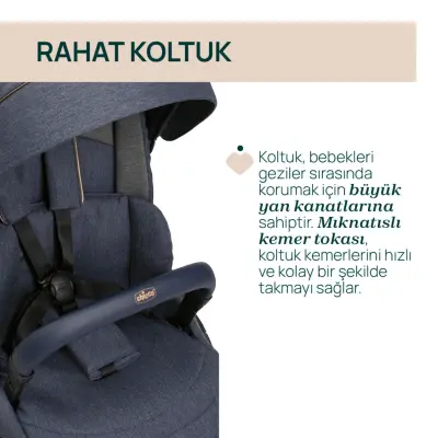 Chicco One4Ever Lounge Çift Yönlü Kolay Katlanabilen Kabin Bebek Arabası Denim Shine (1)