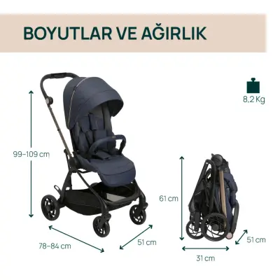 Chicco One4Ever Lounge Çift Yönlü Kolay Katlanabilen Kabin Bebek Arabası Denim Shine - 6