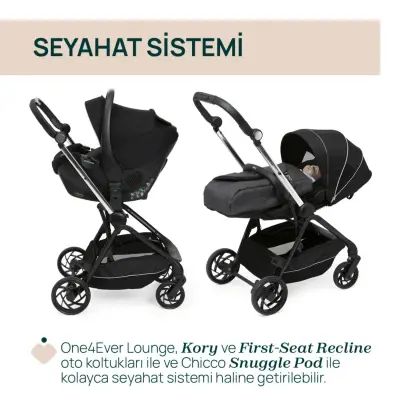 Chicco One4Ever Lounge Çift Yönlü Kolay Katlanabilen Travel Sistem-Seyahat Sistem Bebek Arabası Black Beauty - 11