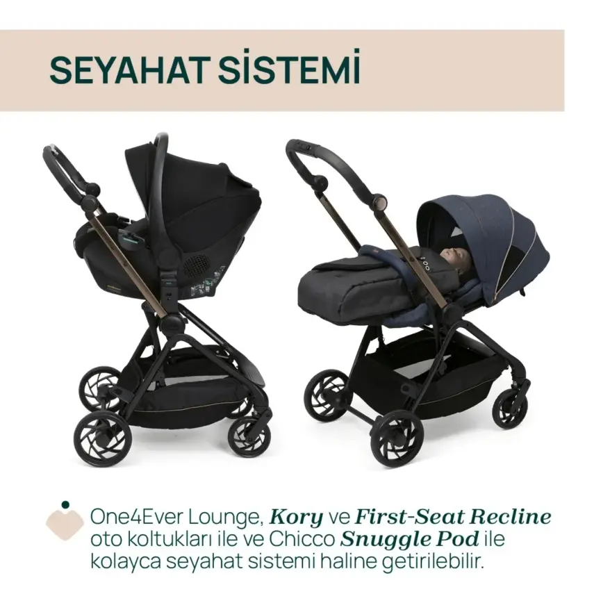 Chicco One4Ever Lounge Çift Yönlü Kolay Katlanabilen Travel Sistem-Seyahat Sistem Bebek Arabası Denim Shine - 12