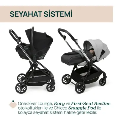 Chicco One4Ever Lounge Çift Yönlü Kolay Katlanabilen Travel Sistem-Seyahat Sistem Bebek Arabası Sparkle Grey - 11