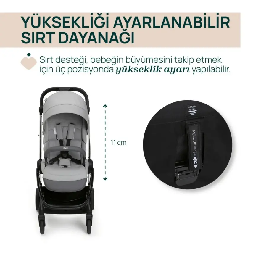Chicco One4Ever Lounge Çift Yönlü Kolay Katlanabilen Travel Sistem-Seyahat Sistem Bebek Arabası Sparkle Grey - 5