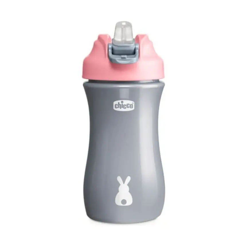 Chicco Pipetli Çocuk Su Matarası Kız Pembe 350ml - 1