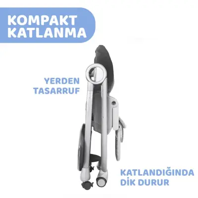 Chicco Polly Magic Fonksiyonel Mama Sandalyesi 5 Noktalı Emniyet Kemerli  Kaymaz Ayaklı 8 Kademeli Yükseklik Ayarlı 6 Ay – 15 kg Dark Grey (1)